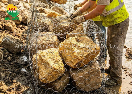 Jaula Gaviones Hexagonal Galvanizado 2x1x1m Gran Stock Disponible Obra Civil Ingenieria Proteccion Rios Envio Inmediato