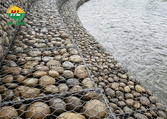 Stokta Galvanizli Üçlü Burulma Gabion Kafesi Mühendislik Projeleri İstinat Duvarları Erozyon Kontrolü Hızlı Sevkiyat
