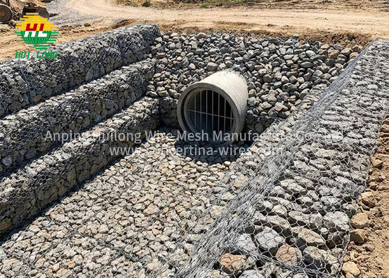 Stokta Galvanizli Üçlü Burulma Gabion Duvarları Mühendislik Projeleri Sel Kontrolü Nehir Koruma Hızlı Sevkiyat